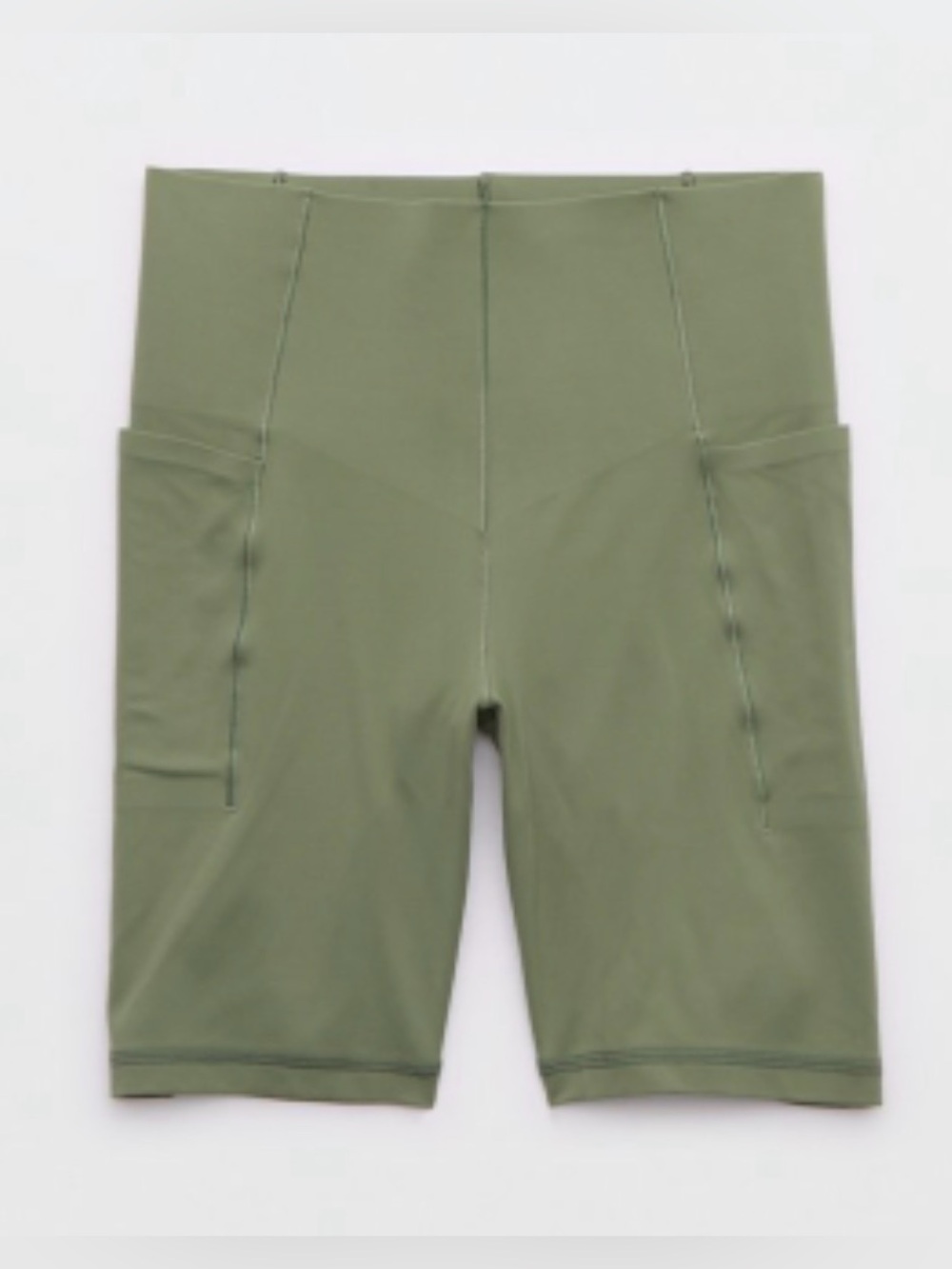 aerie Olive Green High-Waist Bike Shorts with Side Pockets